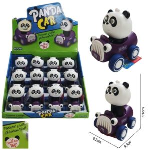 Auto Panda a presión. La cabeza gira 360°, la presionas y el autito funciona.