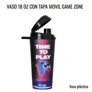 Vaso con tapa movil Game Zone 520cc