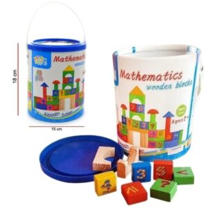 Bloques madera matematicos balde x 40 piezas