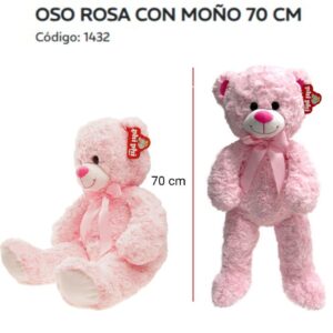 Oso rosa con moño de 70cm art1432