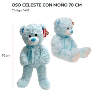 Oso celeste con moño de 70 cm art 1433