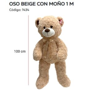 Oso beige con moño de 1 metro art 1434