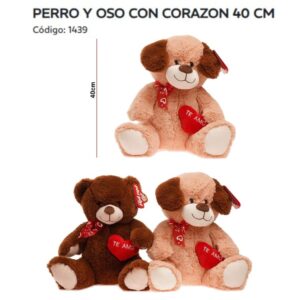 Perro u oso de 40 cm con corazon art 1439