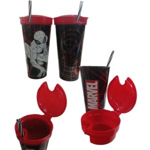 Vaso con compartimiento y sorbete Spiderman