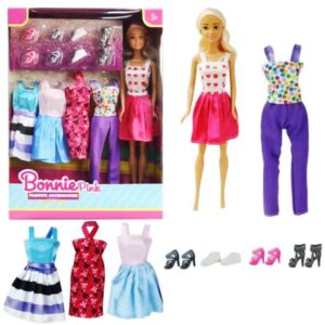 Muñeca Bonnie fashion accesorios. Trae 4 cambios de ropa con sus respectivos zapatos.
