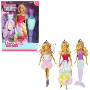 Muñeca Bonnie Princess Fairy. Cambia de princesa  a  sirena o hada.