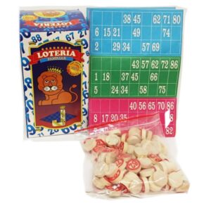 Juego loteria 48 cartones y fichas de madera