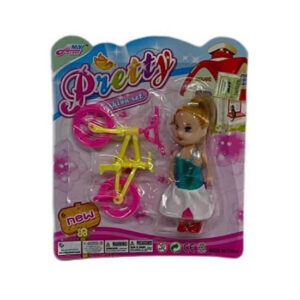 Muñeca con bici blister15x17.5cm