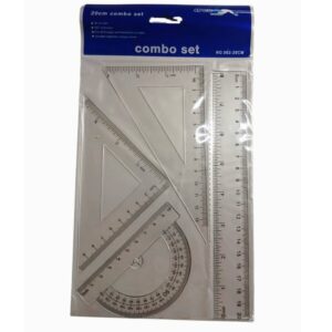 Set de geometria x 4. 2 Escuadras, Regla 20cm  y Transportador