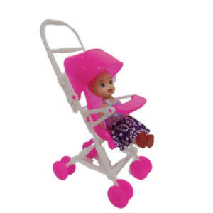 Muñeca mini con carrito