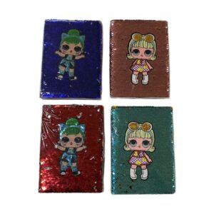 Agenda lentejuelas con muñeca 15cm x 21cm