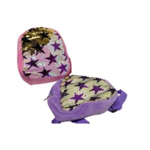 Mochila peluche 10 pulgadas con lentejuelas y estrellas 16001