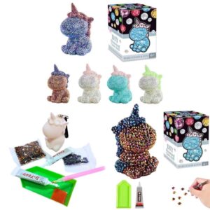 Llavero unicornio colgante de 8cm alt para decorar con diamantes y glitter.