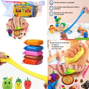 Masa foam x 6 sobres de colores con estecas. Cuando seca queda como goma eva