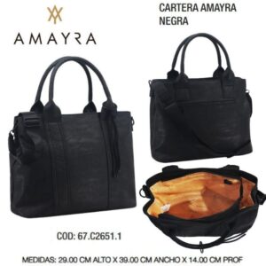 Cartera Amayra Negra 5116. Trae bolsa de friselina