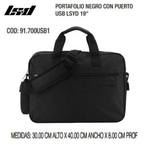 Portafolio Negro con puerto USB de 19 pulgadas