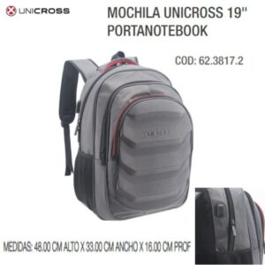 Mochila usb 19 pulgadas Unicross gris
