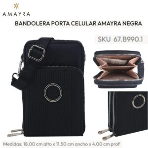 Bandolera portacelular cuero ecologico 016