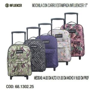 Mochila carro 17 pulgadas influencer estampada