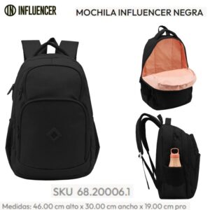 Mochila 18 pulgadas Inluencer Negra 611