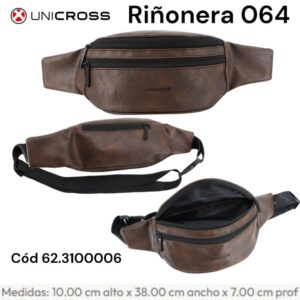 Riñonera Unicross 064. Cuerina disponible en marron y negro