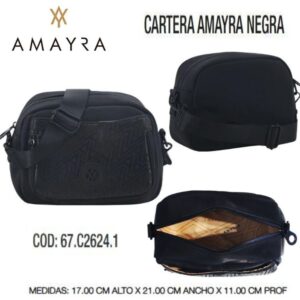 Cartera Amayra Negra 412. Trae bolsa de friselina