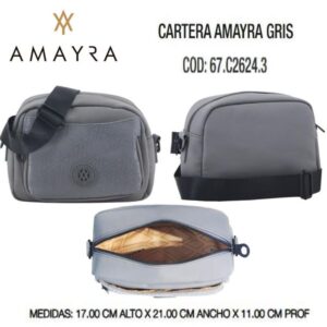Cartera Amayra Gris 436. Trae bolsa de friselina.