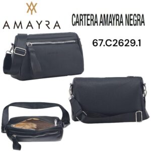 Cartera Amayra Negra 917. Trae bolsa de friselina