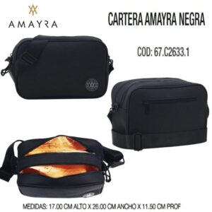Cartera Amayra Negra 310. Trae bolsa de friselina
