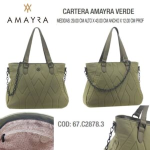 Cartera Amayra Verde 835. Trae bolsa de friselina