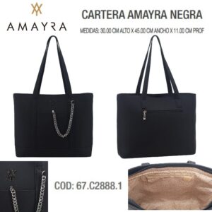 Cartera Amayra Negra 8818. Trae bolsa de friselina