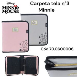 Carpeta tela n°3 Minnie con cierre