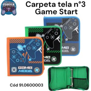 Carpeta 3 tela Game Start con cierre
