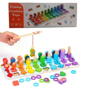 Encastre con numeros / formas / signos/ animales, para realizar sumas y restas. Pesca con iman.