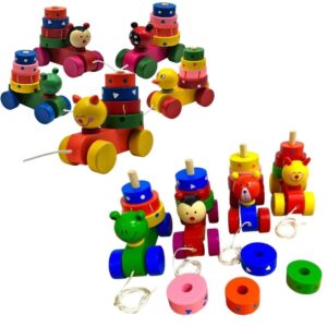 Carrito arrastre animalitos con torre apilable