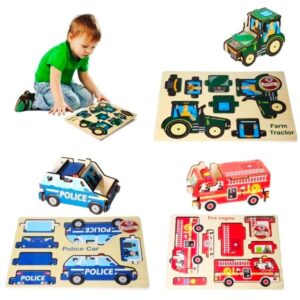 Encastre madera vehiculos 902 (bombero/policia/tractor)