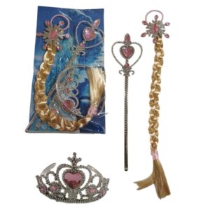 Set de princesa con trenza, tiara y varita