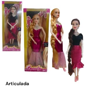 Muñeca articulada con vestido de gala y accesorios. Caja 812C