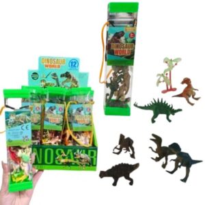 Dinosaurios de goma con plantas en tubo 232