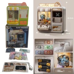 Juego de destreza- Maquina saca muñecos con garra, luces y sonido. 808