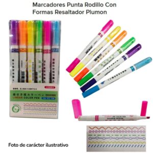 Marcador resaltador linear 2 puntas x6 9009