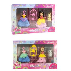 Muñeca Luli princesa con accesorio y mascota
