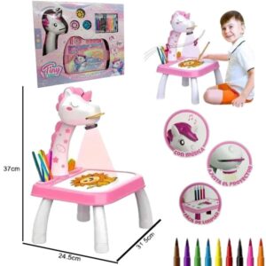 Mesita de dibujo con proyector, luces y sonido. Trae 24 diseños y 12 fibras