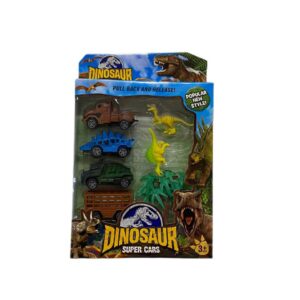 Dino x2 8cm con autos y camion transportador. Set 757-32