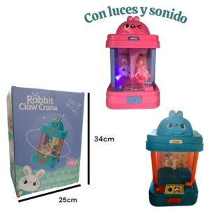 Juego de destreza- Maquina saca muñecos con garra, luces y sonido 918