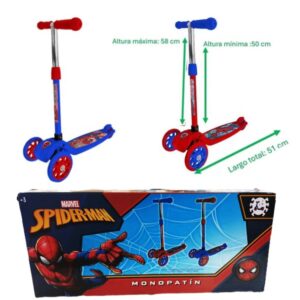 Monopatin spiderman 3 ruedas invertidas. Soporta 35kg