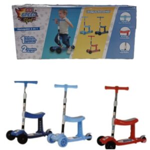 Monopatin 3 ruedas invertidas con asiento rebatible. Soporta hasta 35kg