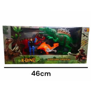 Set dinosaurio con vehiculos cazadores y accesorios 77680