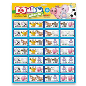 Juego dominó de la granja con piezas de cartón.