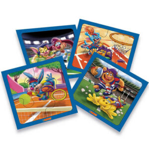 Rompecabezas 4×4 piezas de animales deportivos.